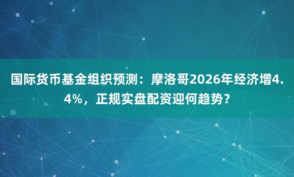 国际货币基金组织预测：摩洛哥2026年经济增4.4%，正规实盘配资迎何趋势？