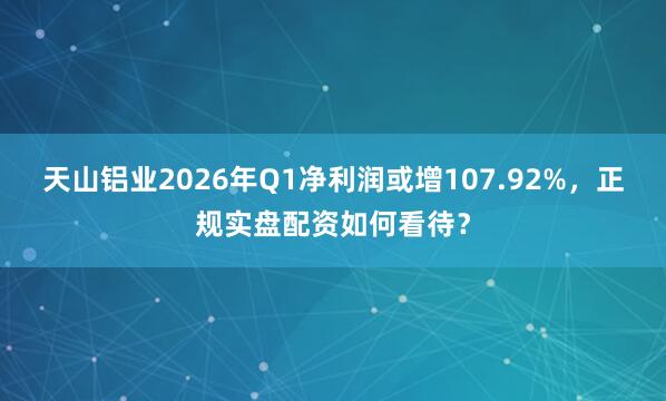 天山铝业2026年Q1净利润或增107.92%，正规实盘配资如何看待？