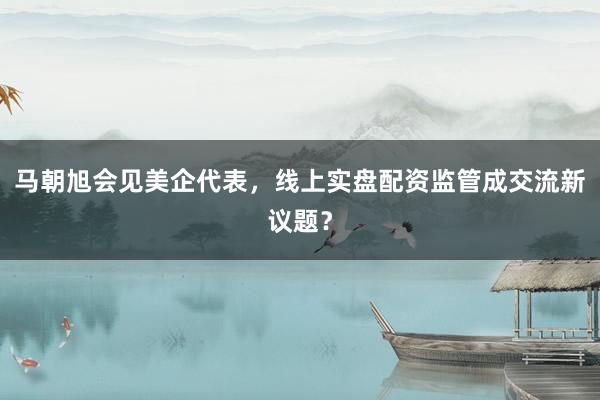 马朝旭会见美企代表,线上实盘配资监管成交流新议题?
