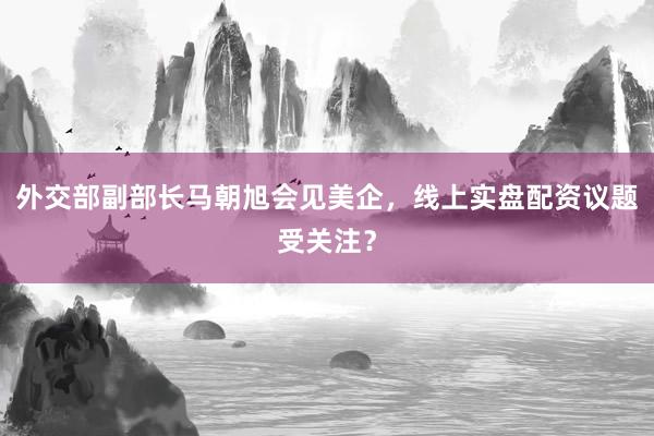 外交部副部长马朝旭会见美企，线上实盘配资议题受关注？