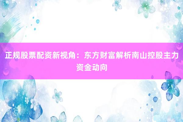 正规股票配资新视角：东方财富解析南山控股主力资金动向