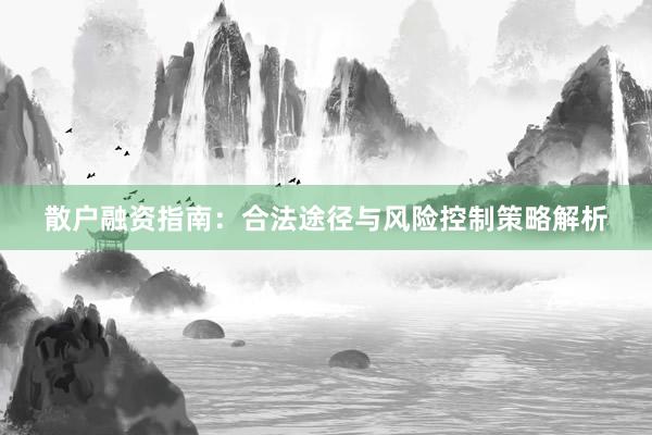 散户融资指南：合法途径与风险控制策略解析