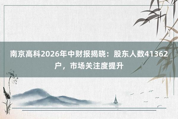 南京高科2026年中财报揭晓：股东人数41362户，市场关注度提升