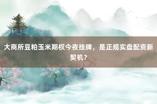 大商所豆粕玉米期权今夜挂牌，是正规实盘配资新契机？