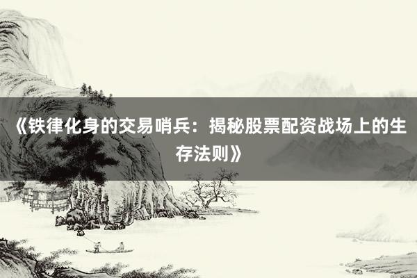《铁律化身的交易哨兵：揭秘股票配资战场上的生存法则》