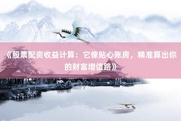 《股票配资收益计算：它像贴心账房，精准算出你的财富增值路》