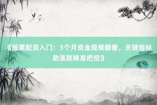 《股票配资入门：3个月资金规模翻番，关键指标助涨跌精准把控》