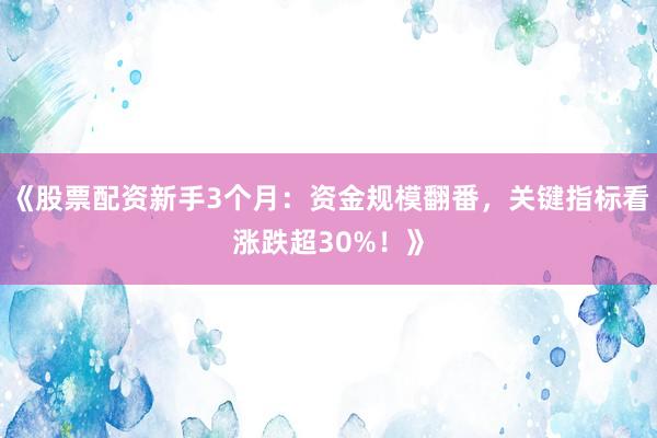 《股票配资新手3个月：资金规模翻番，关键指标看涨跌超30%！》