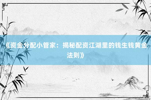 《资金分配小管家：揭秘配资江湖里的钱生钱黄金法则》