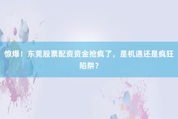 惊爆！东莞股票配资资金抢疯了，是机遇还是疯狂陷阱？