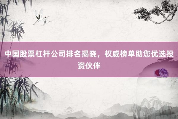 中国股票杠杆公司排名揭晓，权威榜单助您优选投资伙伴
