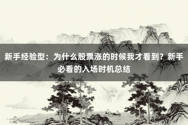 新手经验型：为什么股票涨的时候我才看到？新手必看的入场时机总结