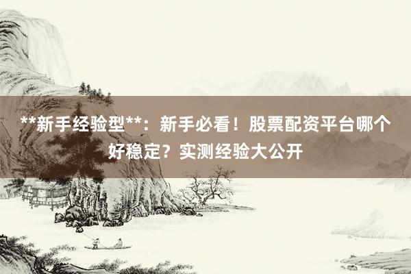 **新手经验型**：新手必看！股票配资平台哪个好稳定？实测经验大公开