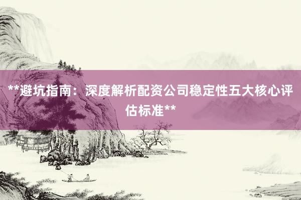 **避坑指南：深度解析配资公司稳定性五大核心评估标准**