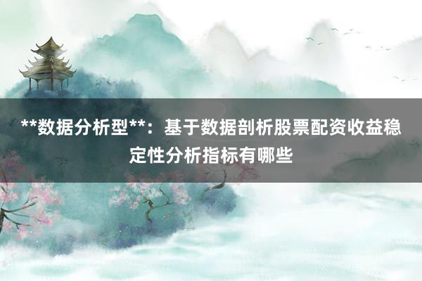 **数据分析型**：基于数据剖析股票配资收益稳定性分析指标有哪些