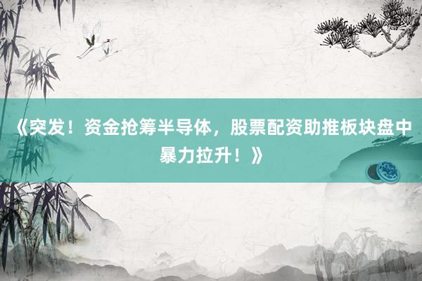 《突发！资金抢筹半导体，股票配资助推板块盘中暴力拉升！》